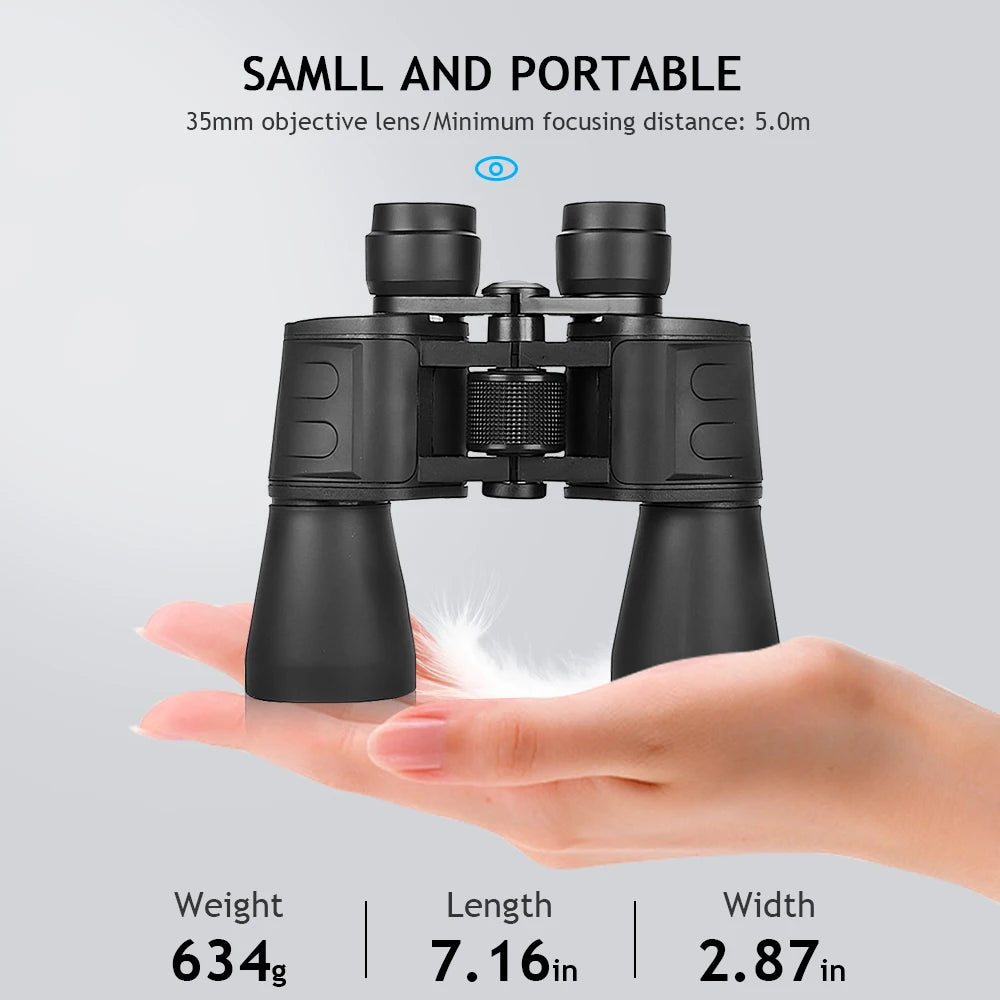 20X50 HD Binoculars BAK4 Prism FMC Green Film Low Light Night Vision Waterproof Portable Telescope with Tripod Interface for Bird Watching Hunting Stargazing Travel - Macgyverzoutpost