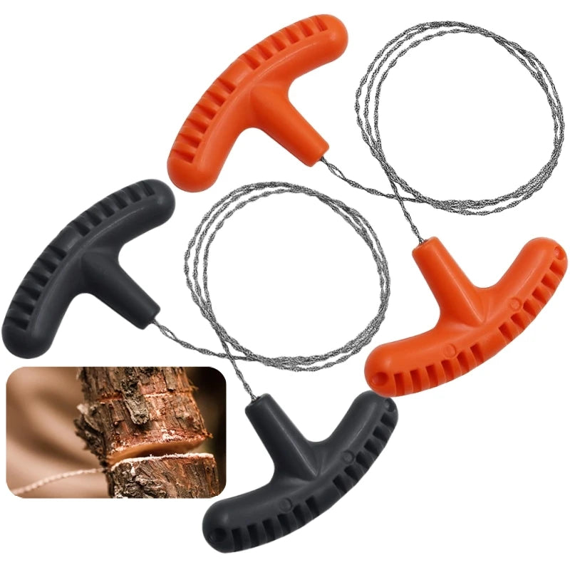 Stainless Steel Wire Saw with Handle Mini Pocket Wire Saw 70cm Cutting Cable for Gardening Outdoor Camping Emergency Survival