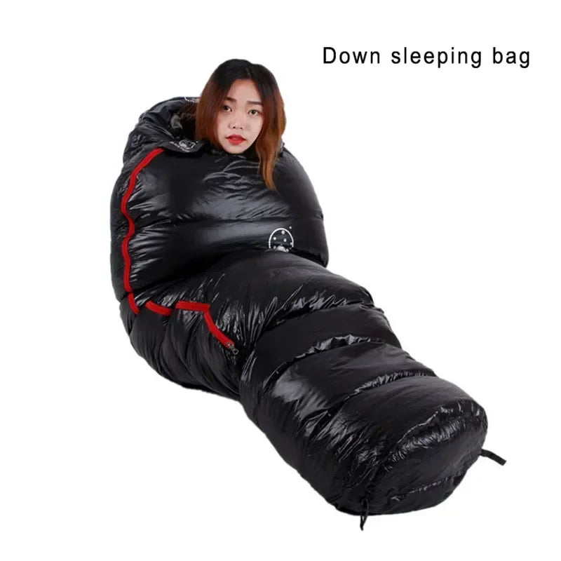 Very Warm White Goose Down Filled Adult Mummy Style Sleeping Bag Fit for Winter Thermal 4 Kinds of Thickness Camping Travel - Macgyverzoutpost