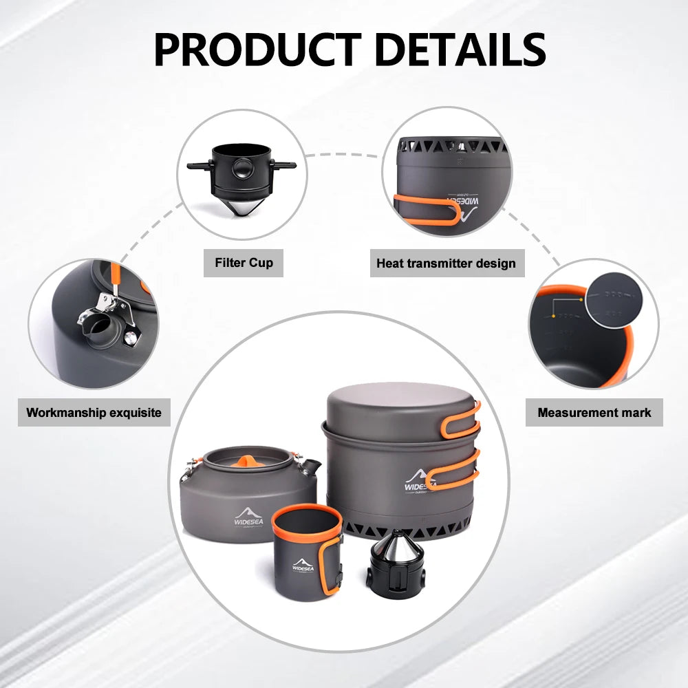 Camping Tableware Outdoor Cookware Set Pots Tourist Kettle Coffee Cup Kitchen Equipment Gear Utensils Hiking Picnic Travel