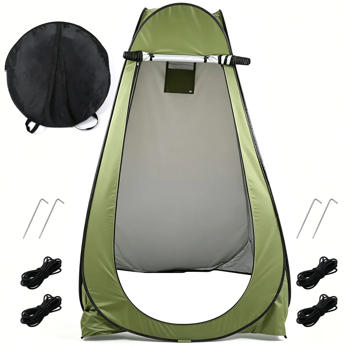 Instant Pop Up Changing Tent 192cm Tall Portable Outdoor Privacy Shower Tent with Silver Coating Waterproof Foldable Camping Toilet Dressing Booth with Carry Bag Stakes Ropes for Beach Swimming Fishing Hiking Photography - Macgyverzoutpost
