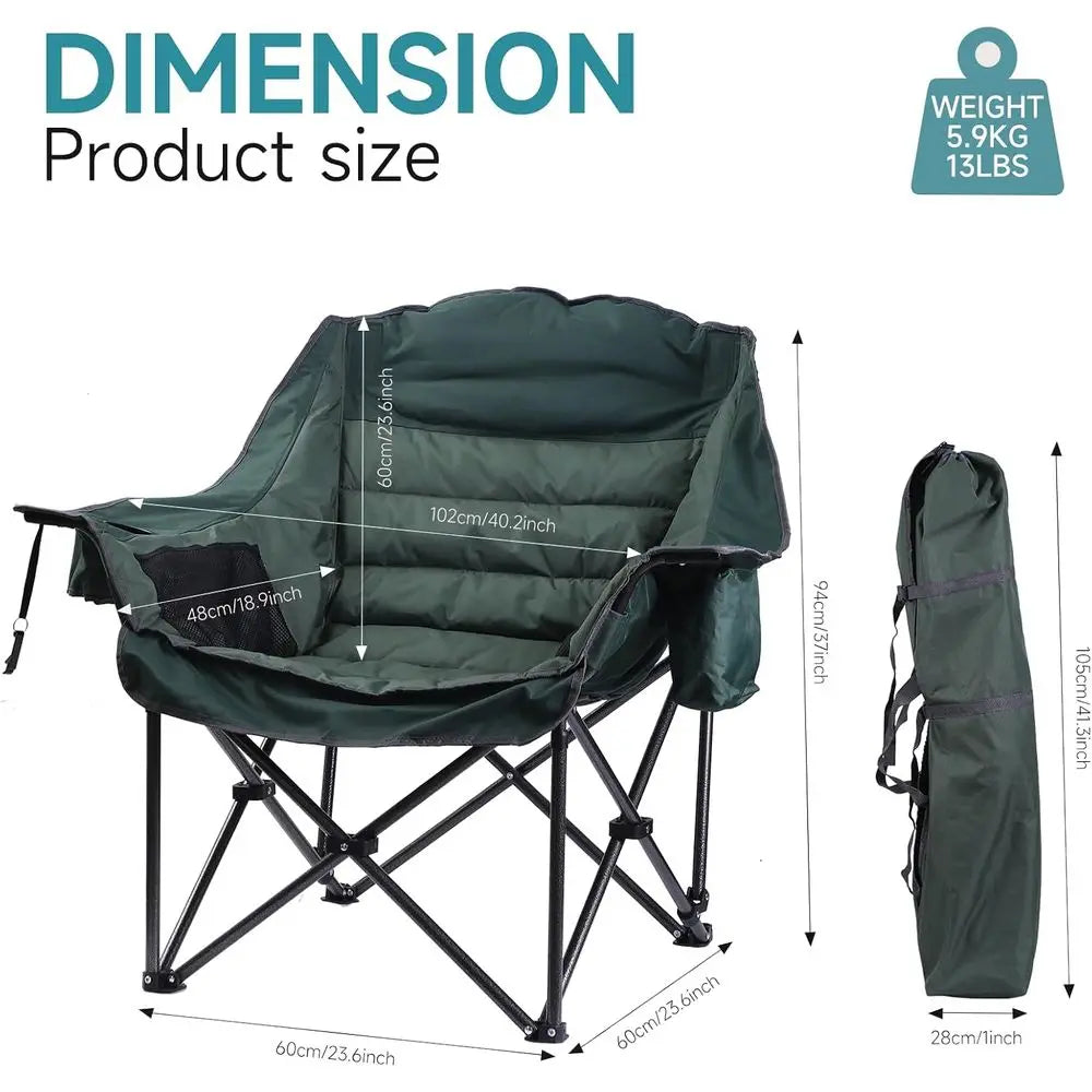 Insulated Warm Chair for Camping with Cooler & Side Pocket, Heavy Duty, Portable Power Supply