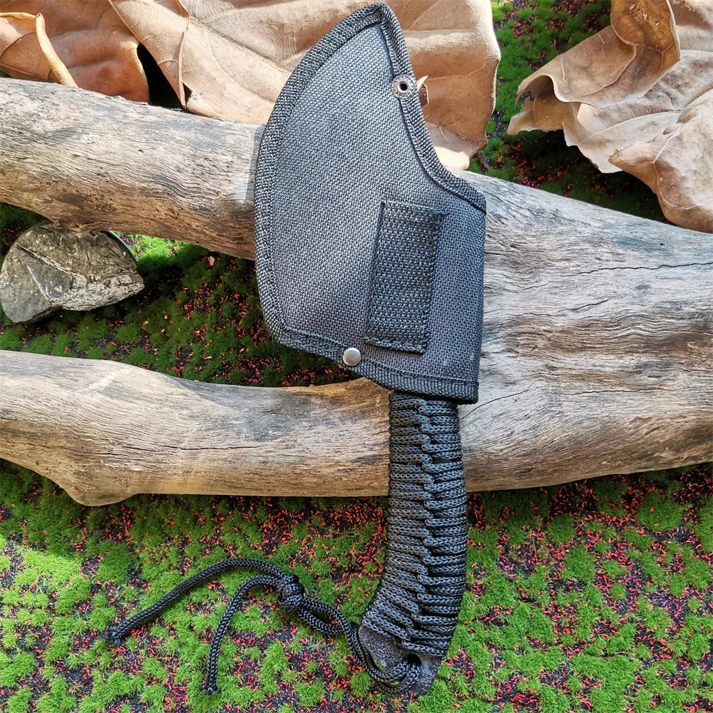 Stainless Steel Survival Hunting Tomahawk Axe - Lightweight Camping Hand Fire Axe with Paracord Handle and Nylon Sheath