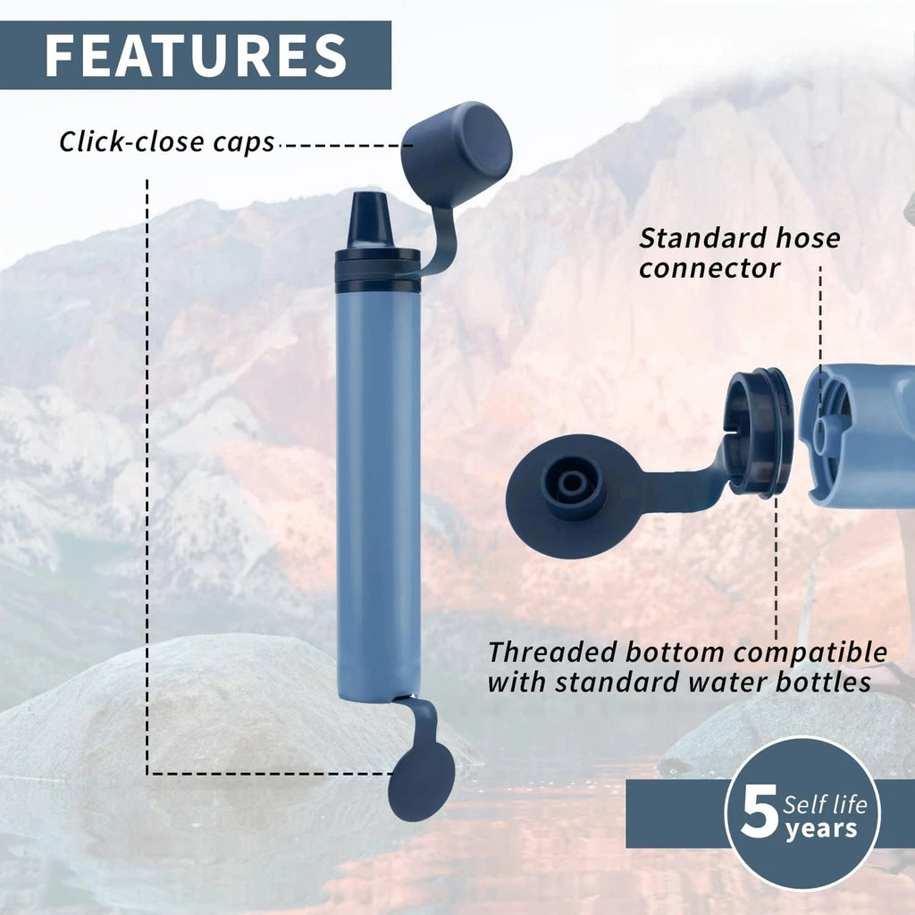 1 Pack Mountain Blue Portable Personal Water Filter Straw Outdoor Water Purifier F