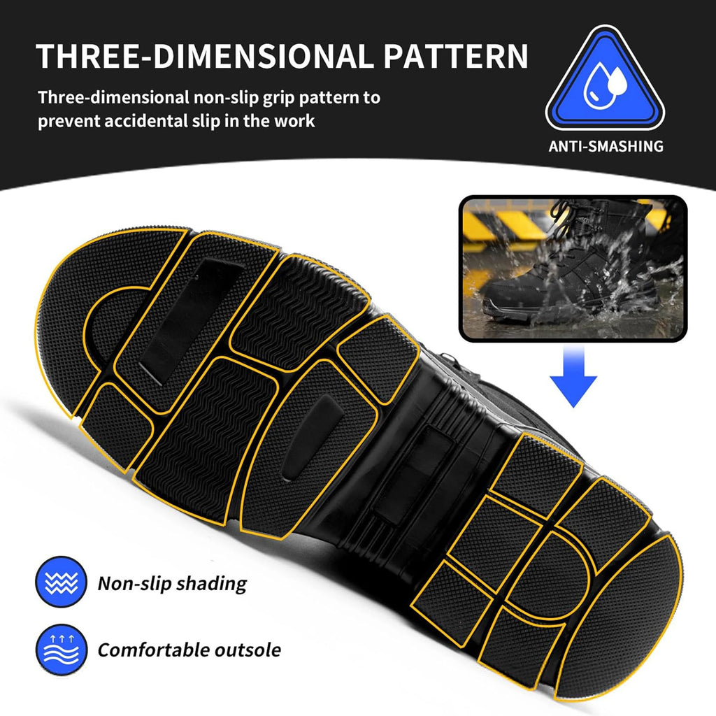 All Seasons Steel Toe Sneakers for Women Men Full Sizes Impact Resistant Steel Toe Cap Work Shoes Lightweight Comfortable Industrial Safety Shoes Wear Resistant Durable Construction Footwear