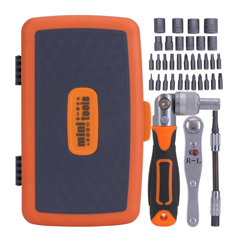 38 in 1 Household Labor Saving Ratchet Screwdriver Bit Set Multipurpose Tool Kit Hardware Tools Combination Wrenches Toolbox