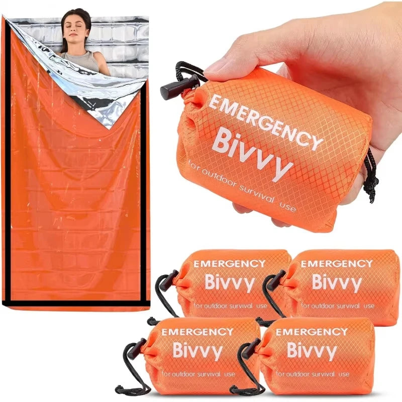 Emergency Sleeping Bag Survival Blanket Thermal Mylar Bivy Sack Lightweight Waterproof Portable Shelter For Camping Hiking - Macgyverzoutpost