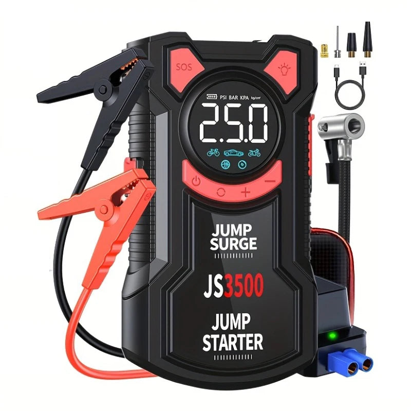 5-in-1 Jump Starter with Air Pump 3000A Peak Starter Box 150PSI Battery Pack with Digital Tire Inflator Car, Boat, Generator etc. - Macgyverzoutpost