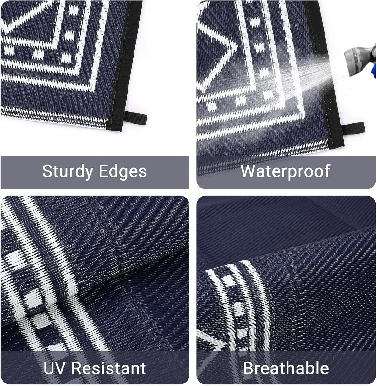 10x20 Large Outdoor Patio Rug – Diamond Border Plastic Straw Rug, Waterproof, Foldable, UV Resistant, Reversible Camping Mat for Deck,