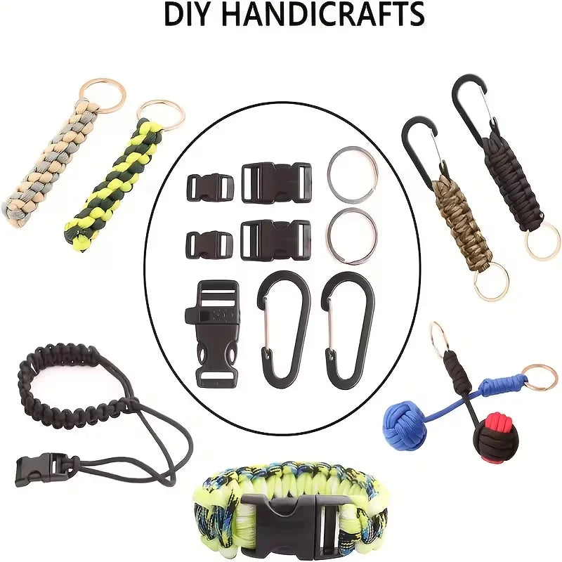 136-Piece Set Multicolor Paracord Rope Kit for Outdoor Sports 7-Strand Design Camping And Hiking Gear, Strength 5 Pounds Polyester Blend Material