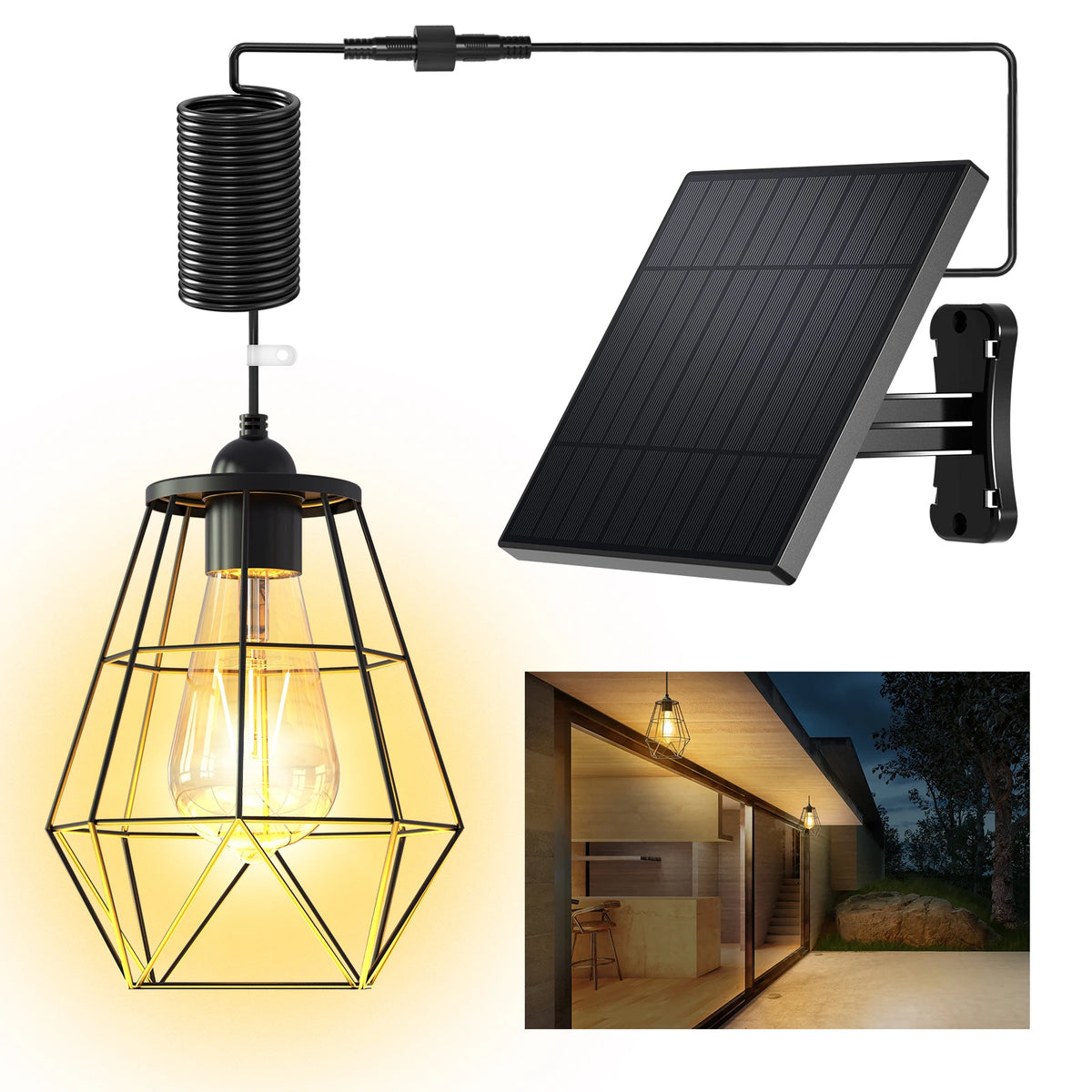 Intelamp 4000mah Solar Pendant Lights Indoor & Outdoor Bright Waterproof Solar Shed Lights