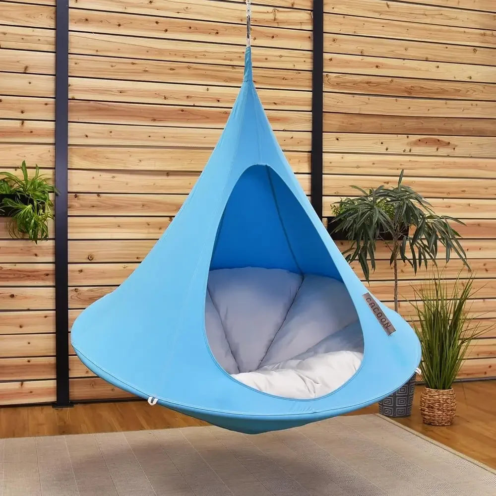 Cozy Polyester Swing Chair - Indoor/Outdoor Hammock with 440 lb Capacity, 18ft Rope & Carabiner (Turquoise)