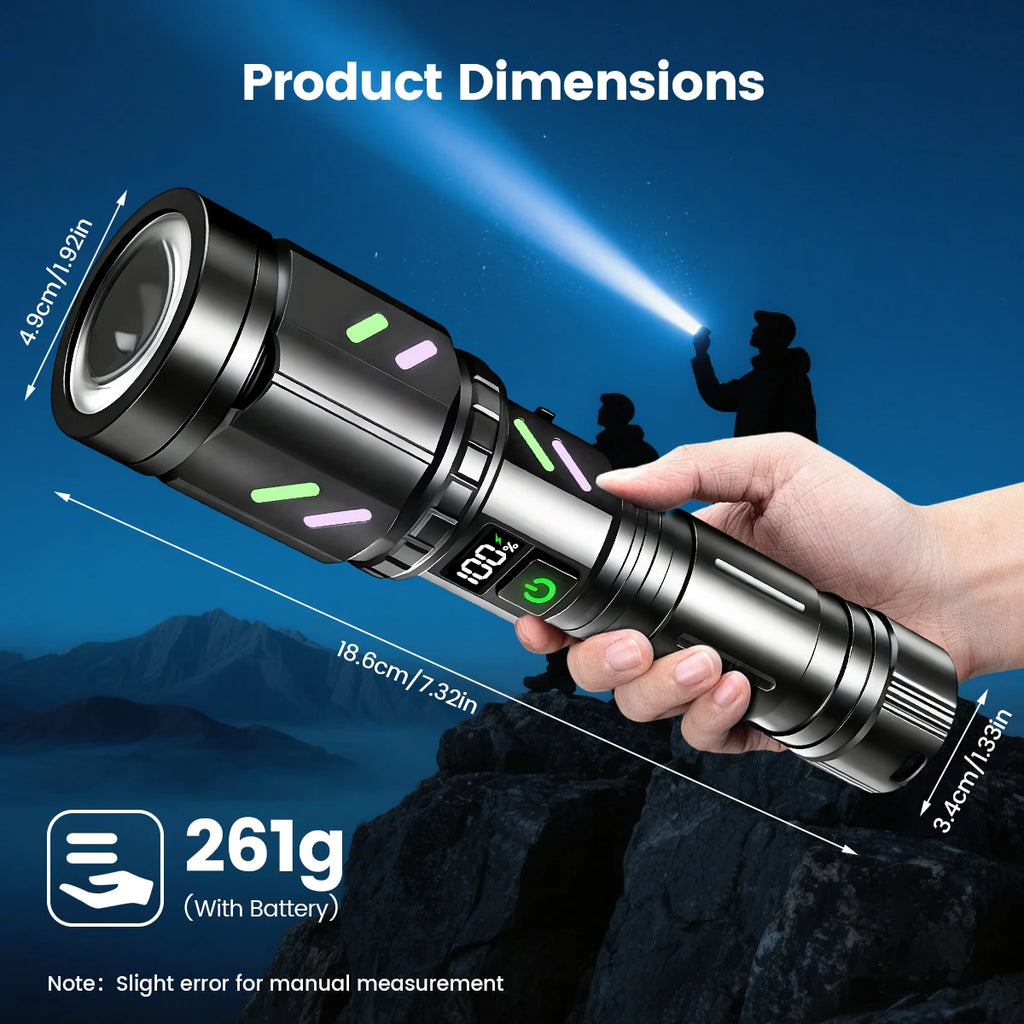 Rechargeable IPX6 Waterproof Flashlight, Zoom White LED Torch CE UKCA FCC Certified for Hunting Outdoor, US Warehouse - Macgyverzoutpost