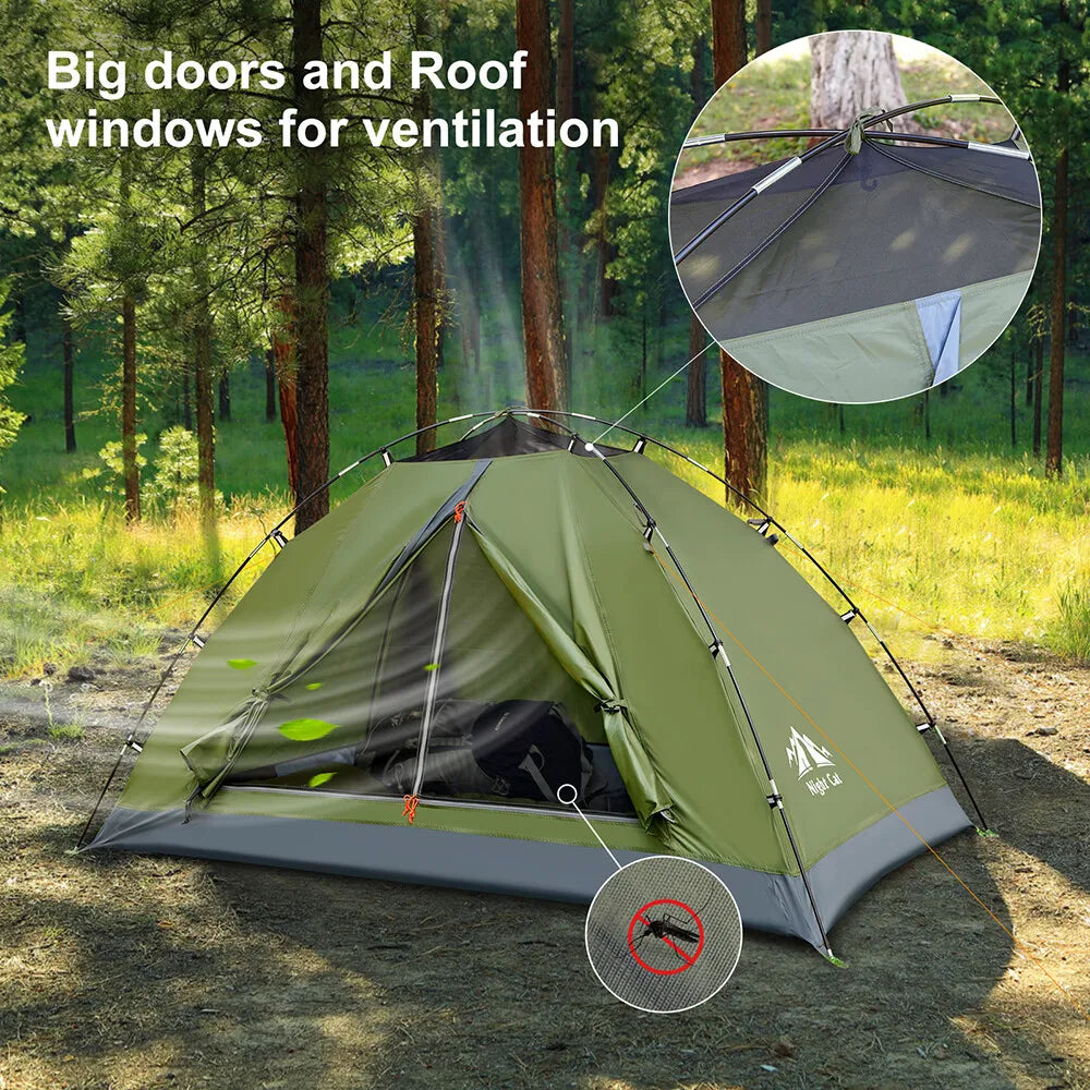 Night Cat Upgraded Backpacking Tents 1- 2 Persons Easy Clip Setup Camping Tent Adults Heavy Rainproof Compact Lightweight - Macgyverzoutpost
