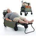 Versatile Dual-Function Garden Cart with Lounge Chair, Large Capacity, 360° Swivel All-Terrain Wheels
