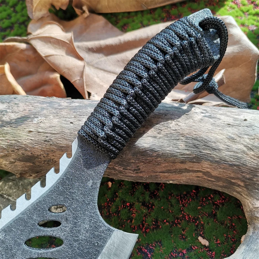 Stainless Steel Survival Hunting Tomahawk Axe - Lightweight Camping Hand Fire Axe with Paracord Handle and Nylon Sheath