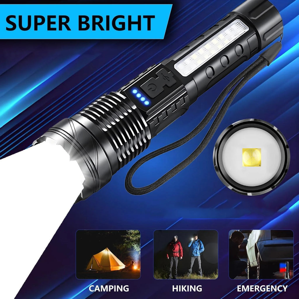 Rechargeable LED Flashlights, Super Bright Handheld Flashlight, 7 Modes with COB Work Light, Tactical Flash Light for Home or Personal use - Macgyverzoutpost