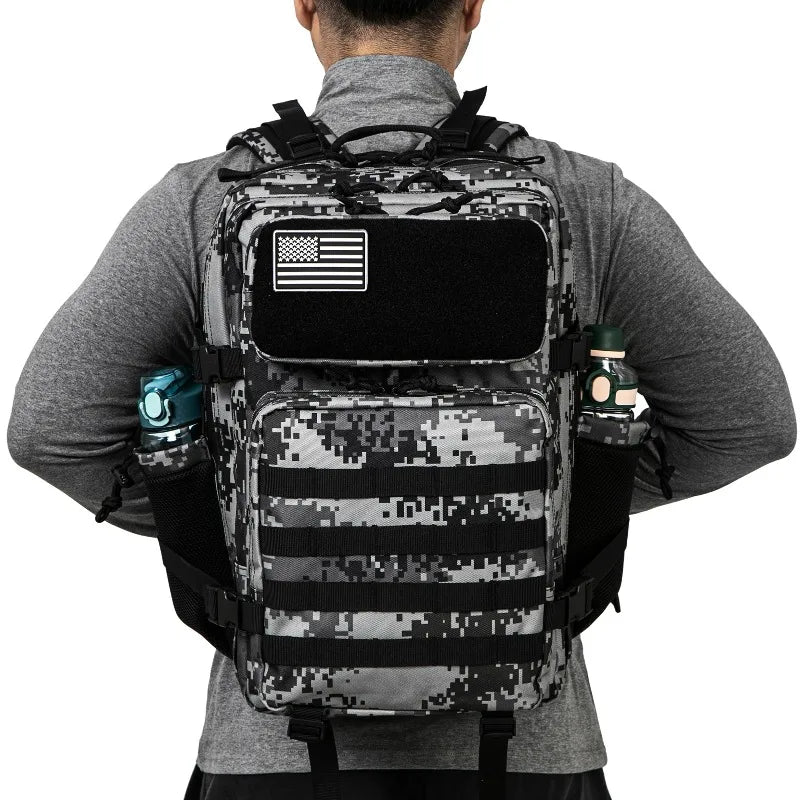 Men 45L Molle Tactical Rucksack, Outdoor Hiking Survival Backpack, EDC Gym Hunting Bag With Water Bottle Holder - Macgyverzoutpost