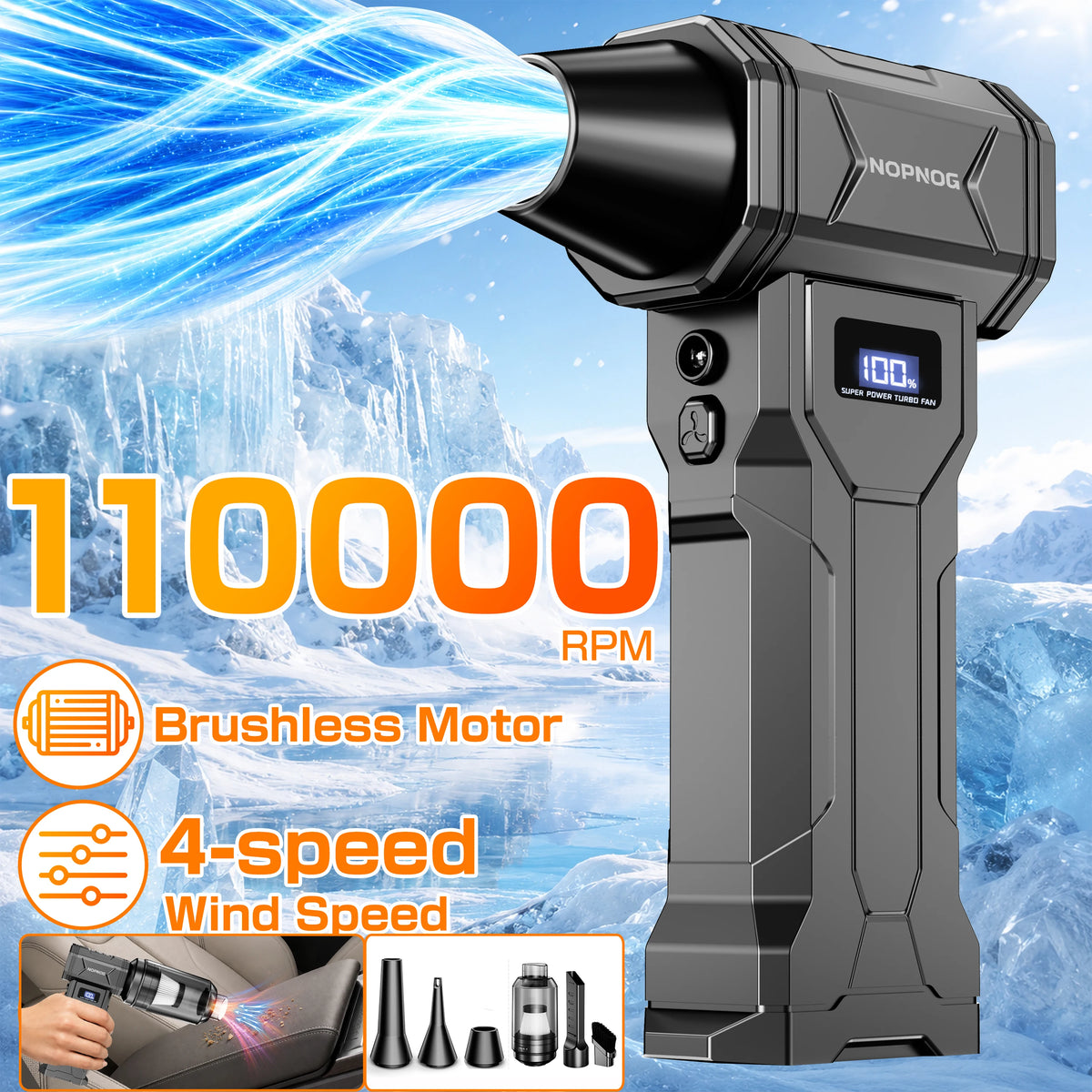 Turbo Fan Violent Jet Blower Cleaning Tools Powerful Car Vacuum Cleaner Hair Dryer Electric Air Duster