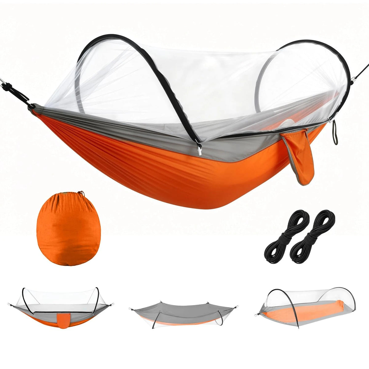 Fully Automatic Quick-Open Mosquito Net Hammock, Outdoor Single-Double Nylon Cloth Camping Support Rod