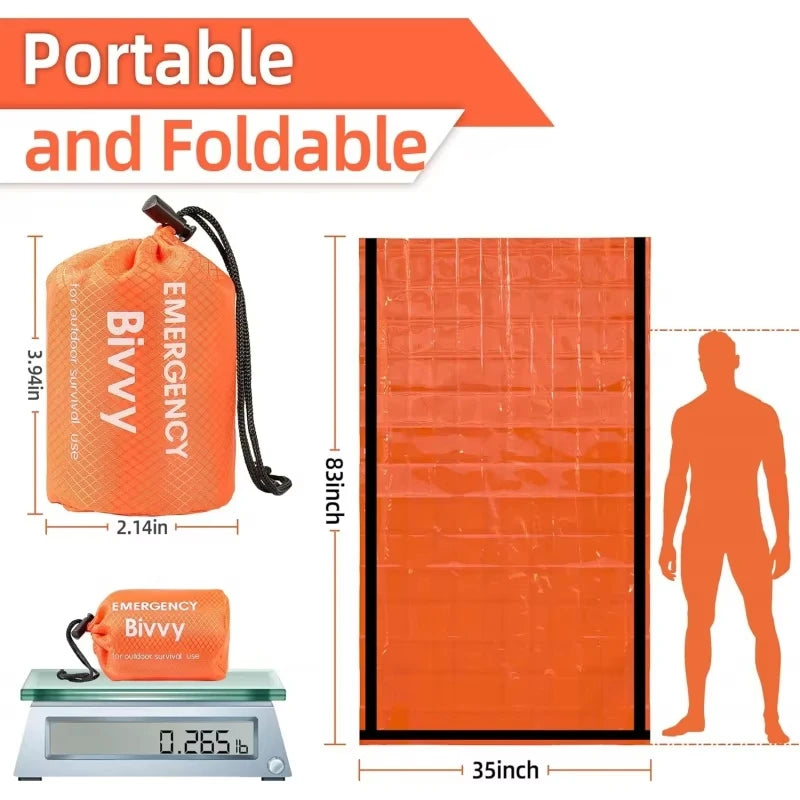 Emergency Sleeping Bag Survival Blanket Thermal Mylar Bivy Sack Lightweight Waterproof Portable Shelter For Camping Hiking - Macgyverzoutpost