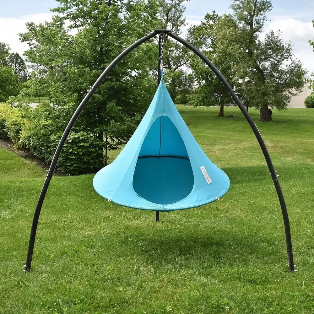 Cozy Polyester Swing Chair - Indoor/Outdoor Hammock with 440 lb Capacity, 18ft Rope & Carabiner (Turquoise)