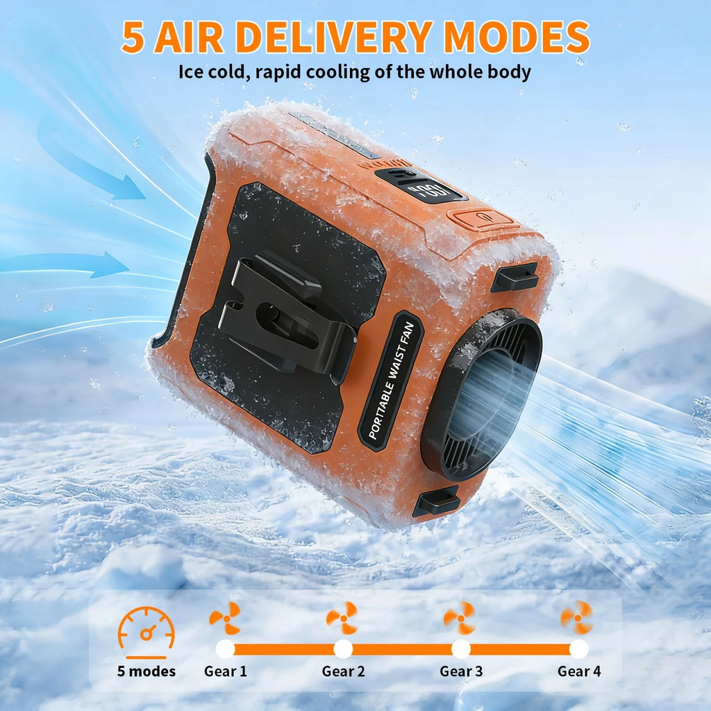 10000mAh Portable Waist Clip Fan Neck Hanging Fan for Outdoor Working Travel cooling fan with Power bank function - Macgyverzoutpost