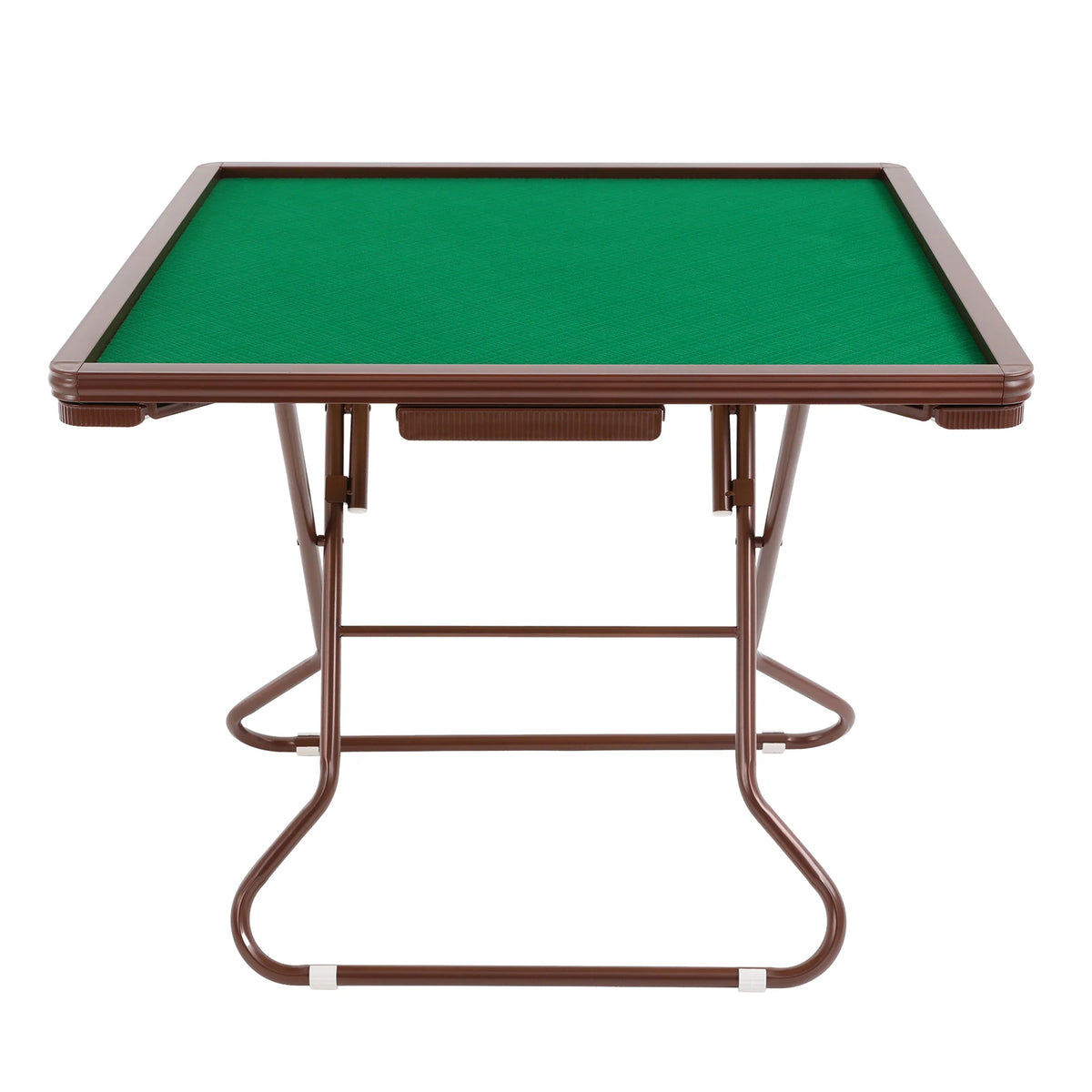 Foldable Square Mahjong Table Wood Board Velvet Desktop Q195 Plastic Steel Frame 150KG Load Noise Reduction Anti-slip Table Leg Rounded Safe Corners Built-in 4 Cup Holders & 4 Hidden Storage Drawers Raised Anti-slip Edge Port