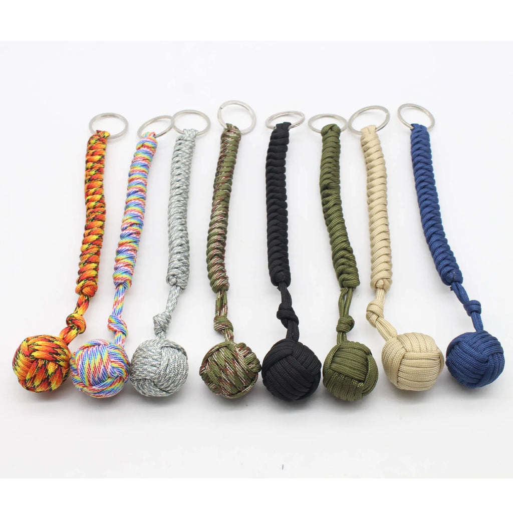 Outdoor Security Protection Black Monkey Fist Steel Ball for  Self Defense Lanyard Survival Key Chain