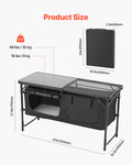 SucceBuy Camping Kitchen Table Outdoor Cooking Table Aluminum Lightweight Portable Cook Station - Macgyverzoutpost
