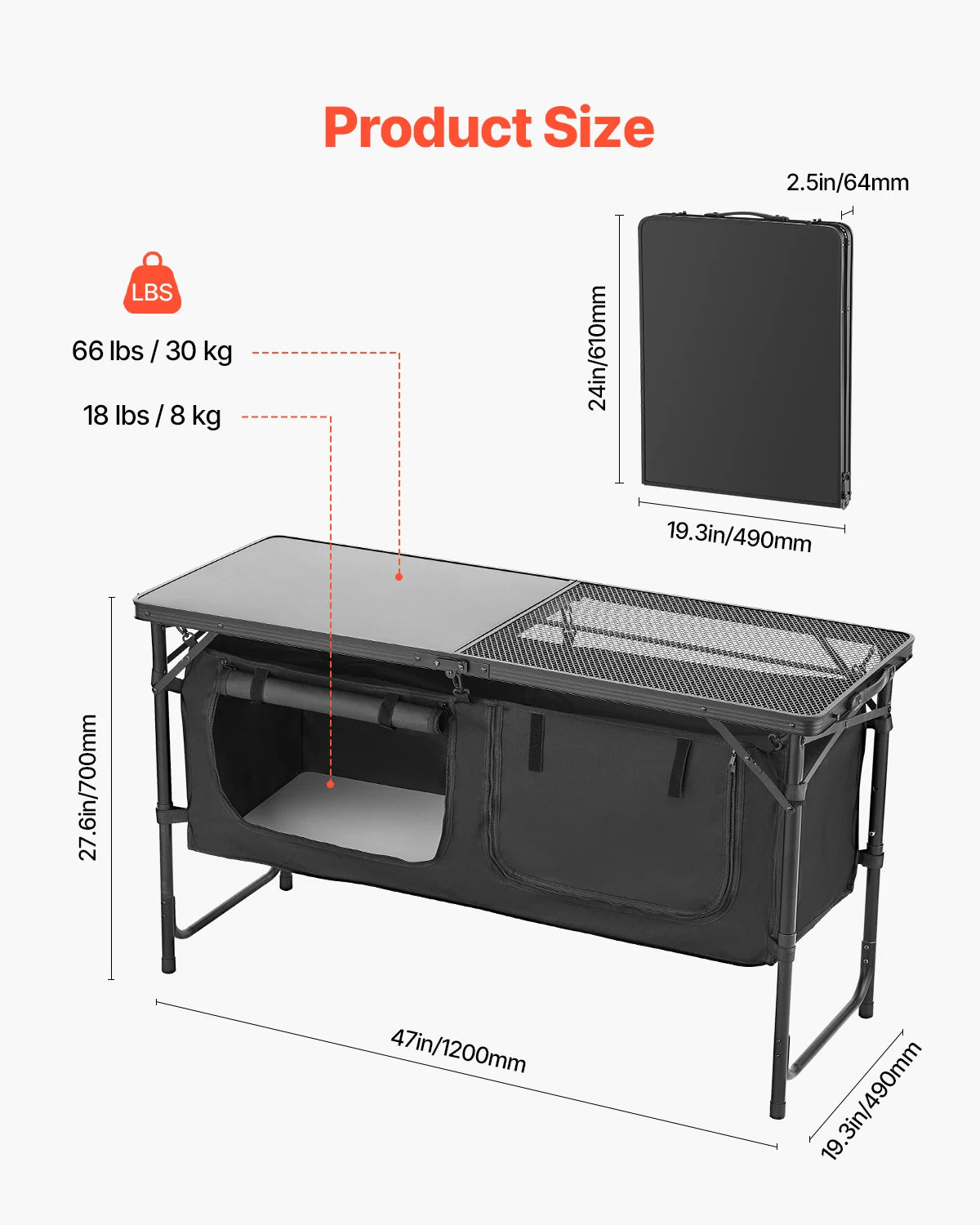 SucceBuy Camping Kitchen Table Outdoor Cooking Table Aluminum Lightweight Portable Cook Station - Macgyverzoutpost