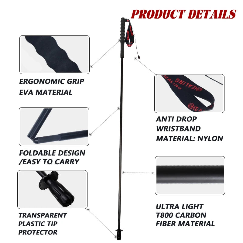 Local+ 2PCs Carbon Fiber Foldable 5-Sections Ultra-Light 110g Trekking Poles Walking Cane, 110/120/130cm Fixed Length Hiking Sticks Lightweight Portable Gear Caron Fiber Black Tech - Macgyverzoutpost