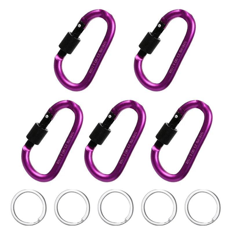 5PCS Carabiner Clip Set Aluminium Alloy Tourist Hooks Fishing Carbin Buckle Caribiner Key Holder Keychain Camping Karabiners