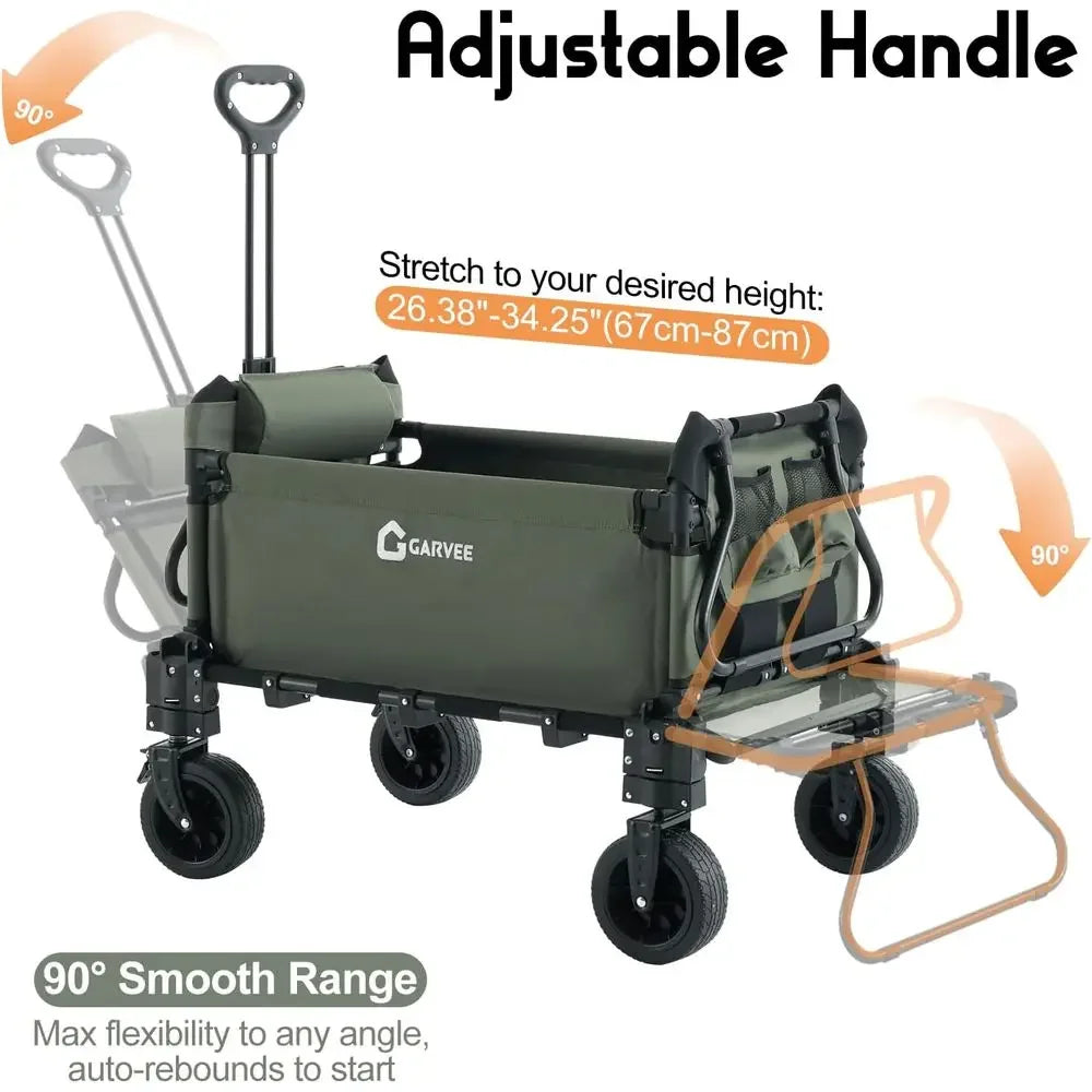 Versatile Dual-Function Garden Cart with Lounge Chair, Large Capacity, 360° Swivel All-Terrain Wheels