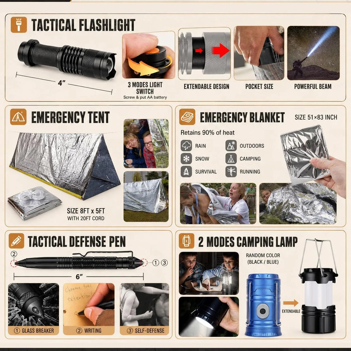 258-Pieces Emergency Kit Portable Family Travel Tactical Hiking EVA Material Camping Essential Backpack - Macgyverzoutpost