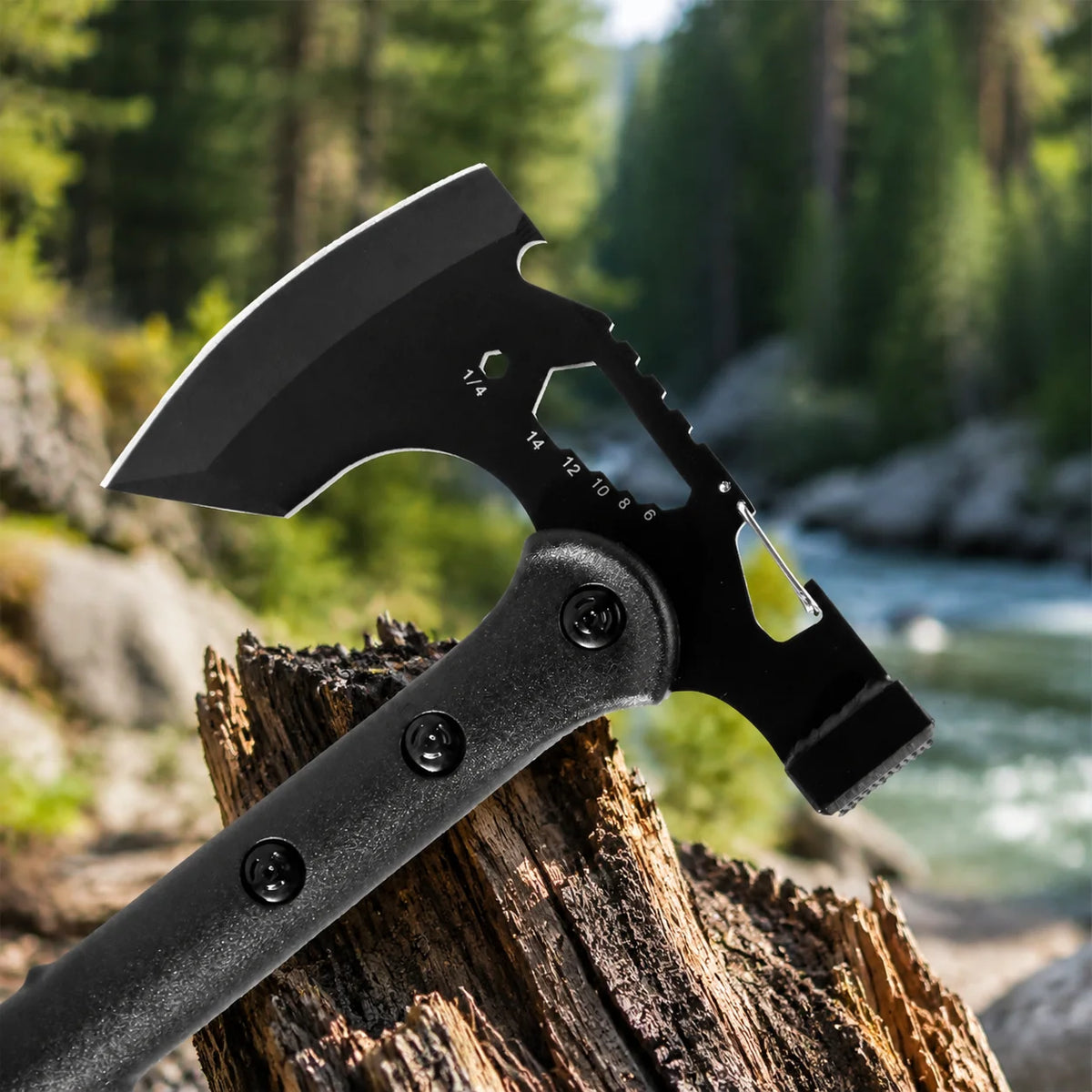 Black Outdoor Fixed Blade Knife with Protective Sheath Long Handle Portable Camping Hiking Picnic Daily Use Utility Accessory