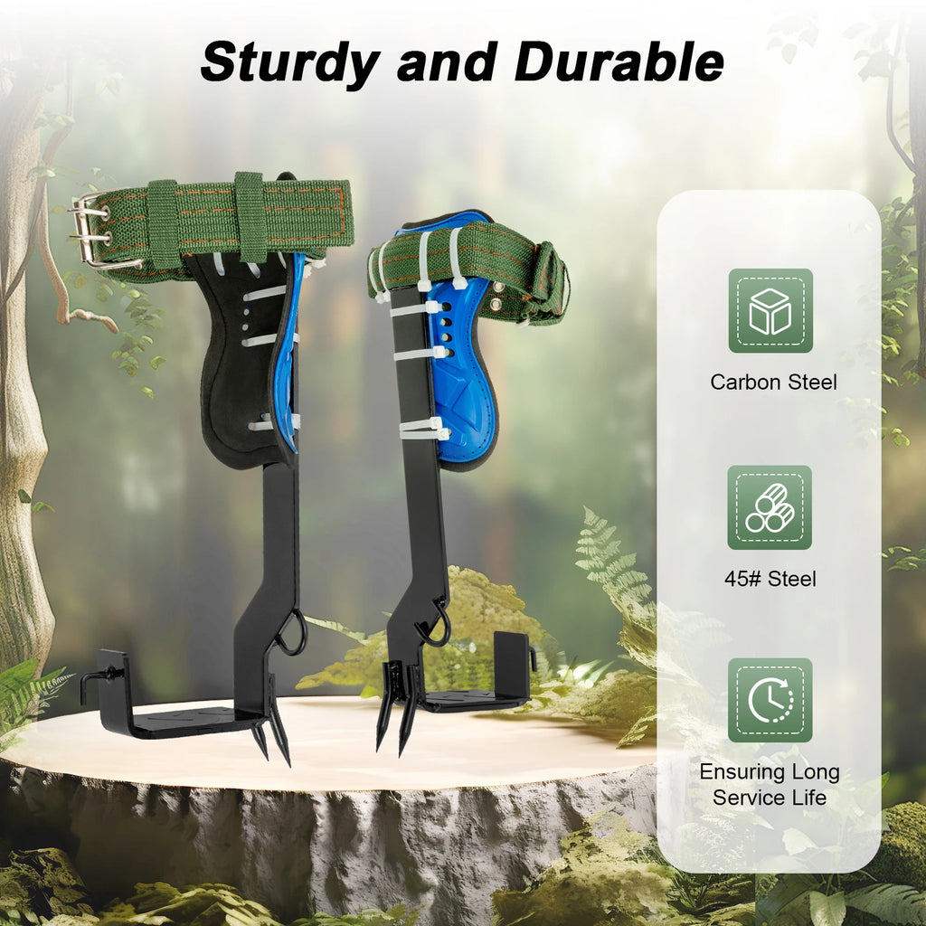 Tree Climbing Spikes Kit w/Safety Harness Gloves Double Teeth Tree Climbing Gear Climber Arborist - Macgyverzoutpost