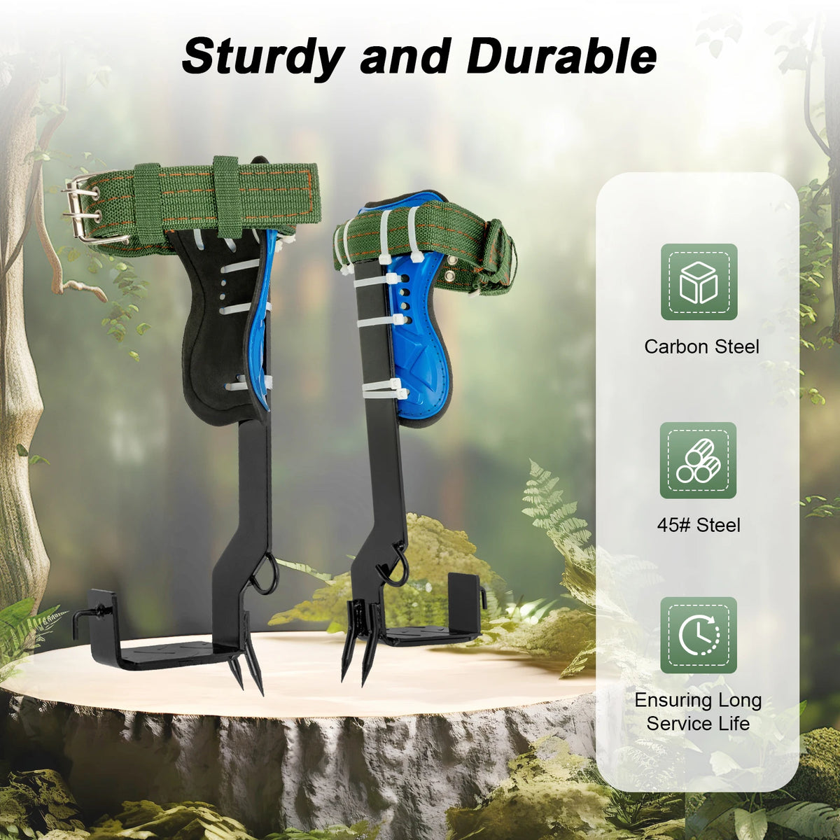 Tree Climbing Spikes Kit w/Safety Harness Gloves Double Teeth Tree Climbing Gear Climber Arborist - Macgyverzoutpost