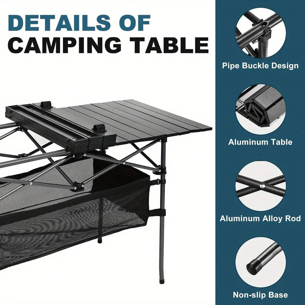 Aoran Outdoor Folding Portable Picnic And Camping Table, Aluminum Roll-Up Table With Easy-To-Carry Bags, Suitable For Indoor And Outdoor Use, Macgyverzoutpost