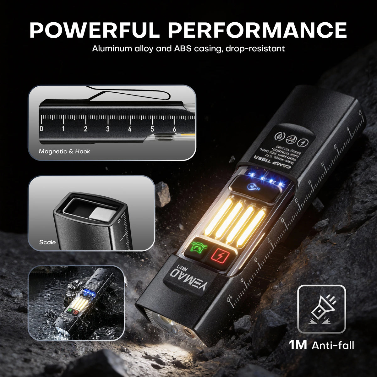 UV Multi-Function Flashlight, UV Light, Rechargeable, Aluminum Alloy, Portable Clip, Home occupancy verification, Pet Stain Detection, Outdoor Camping, Emergency Repairs - Macgyverzoutpost