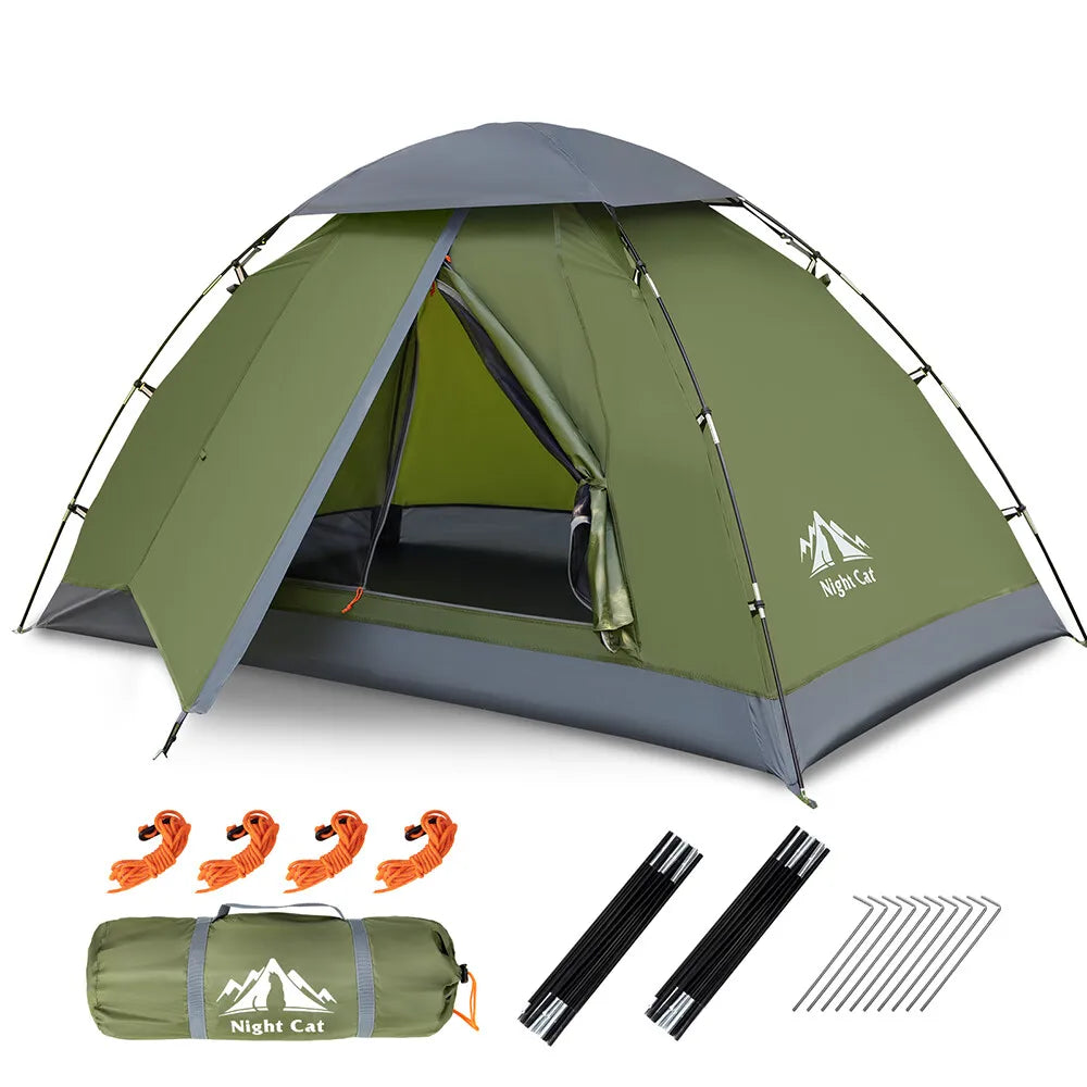 Night Cat Upgraded Backpacking Tents 1- 2 Persons Easy Clip Setup Camping Tent Adults Heavy Rainproof Compact Lightweight - Macgyverzoutpost