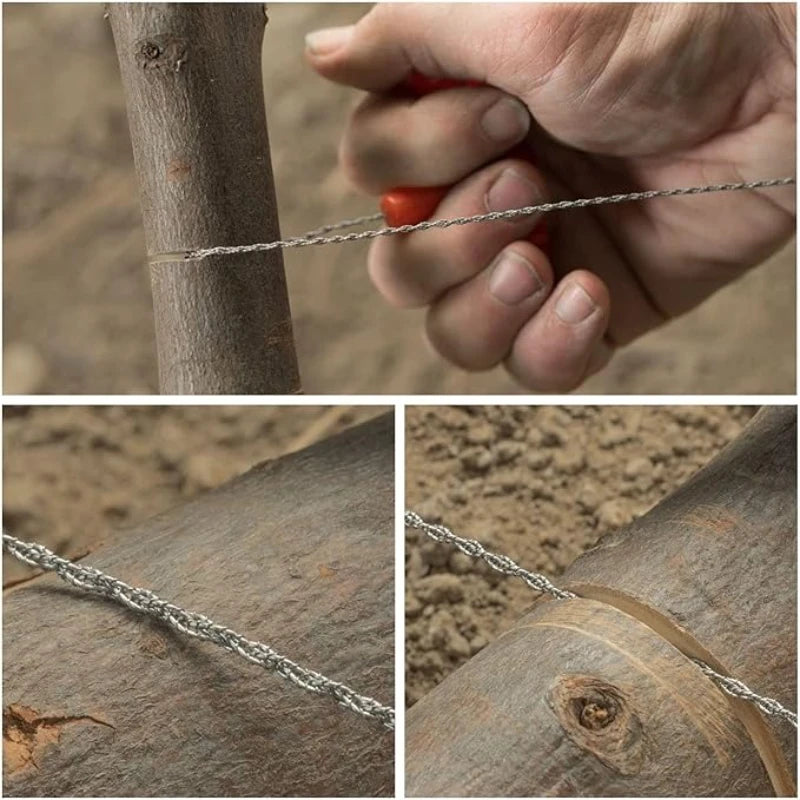 Stainless Steel Wire Saw with Handle Mini Pocket Wire Saw 70cm Cutting Cable for Gardening Outdoor Camping Emergency Survival