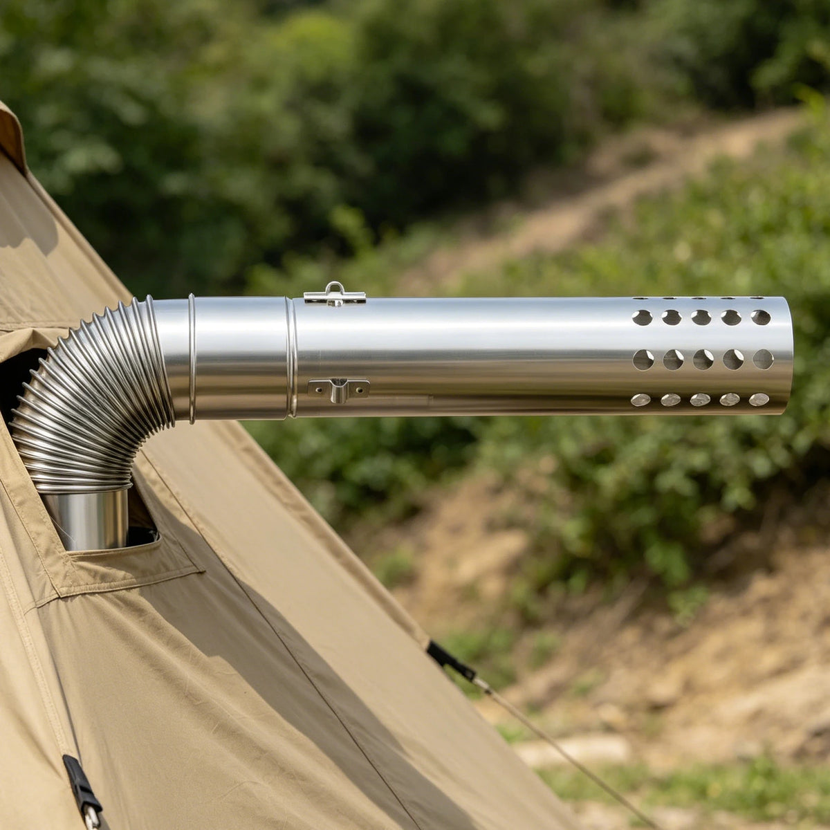 Stainless Steel Wood Stove Chimney Equipment-Elbow Pipe and Chimney Brush, 3.5 Inches (9 cm) X 12.6 Inches (32 cm), Suitable for Wood-Burning Stove Chimney Ventilation Pipe, Stove Accessories, Camping Wood Stove Accessories,