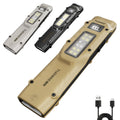 Rechargeable Slim EDC Flashlight, High CRI Tactical Light. Equipped with Side Lights of Warning Red, UV and White LED. 1500 Lumens Pocket Flashlight with 5 Light Modes, Great for Outdoor, Emergency and Work Use. - Macgyverzoutpost