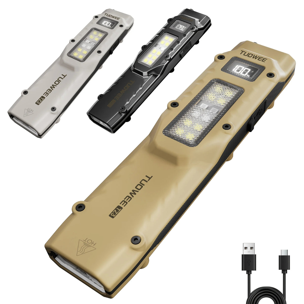 Rechargeable Slim EDC Flashlight, High CRI Tactical Light. Equipped with Side Lights of Warning Red, UV and White LED. 1500 Lumens Pocket Flashlight with 5 Light Modes, Great for Outdoor, Emergency and Work Use. - Macgyverzoutpost