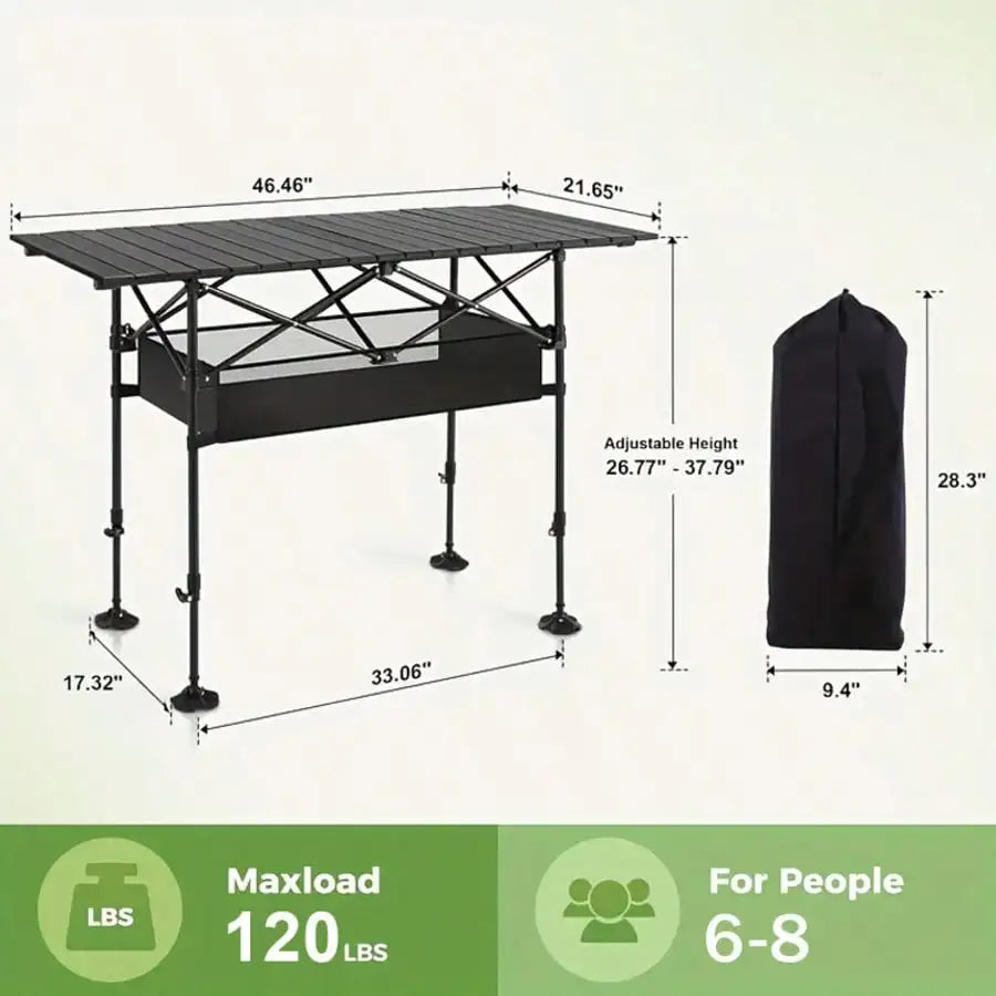 Aoran Outdoor Folding Portable Picnic And Camping Table, Aluminum Roll-Up Table With Easy-To-Carry Bags, Suitable For Indoor And Outdoor Use, Macgyverzoutpost