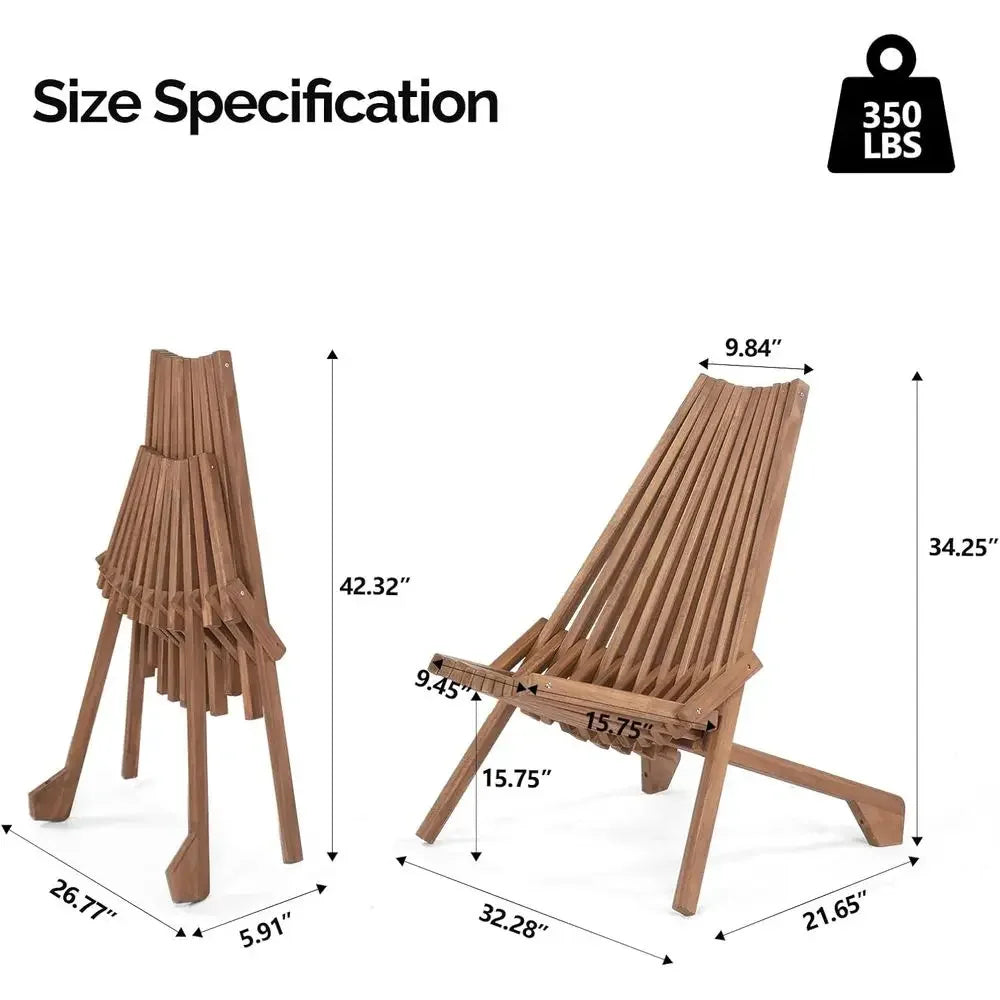 Weather-Resistant Acacia Wood Outdoor Chairs Set of 4, Comfortable Adirondack Chairs for Patio, Deck, or Camping, Supports Up to 350 lbs.