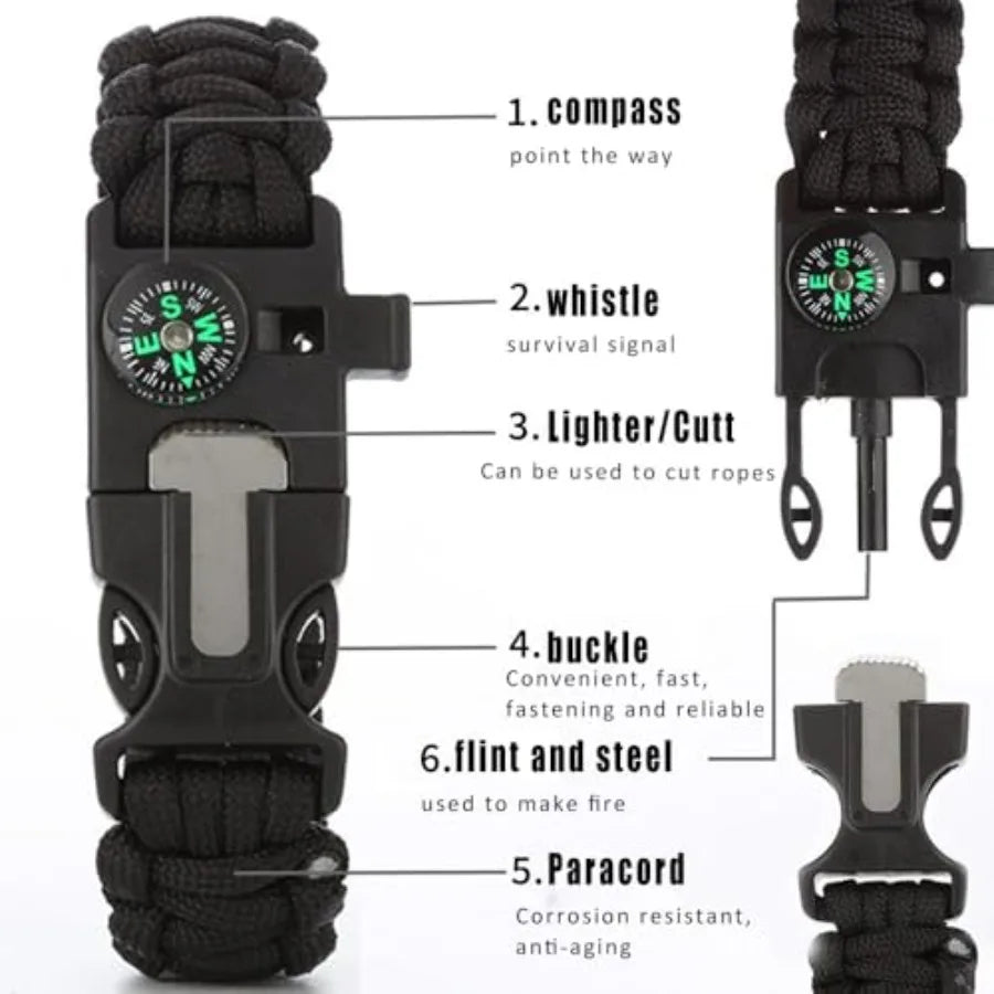 Outdoor paracord braided bracelet outdoor five-in-one multifunctional suitable for camping and summer camp - Macgyverzoutpost