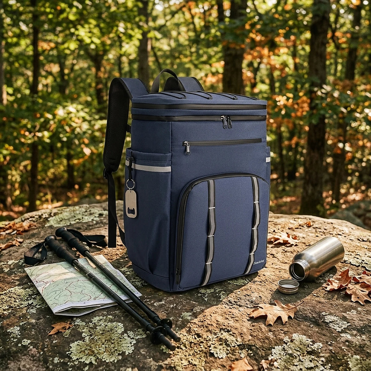 Zoyiancy Blue Large Soft Cooler Bag Holds 45 Cans, 41L Insulated Cooler Backpack, Water-Resistant Lunch Backpack for Travel, Outdoor Camping, Hiking & Picnics