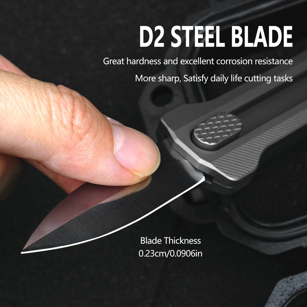 Titanium Alloy EDC Pocket Knife, D2 Steel Fixed Blade, With Window Breaker, for Outdoor Camping Hunting Hiking, Small Cutting Tool